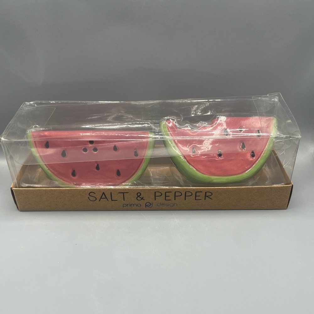 Prima Design Summer WATERMELON SLICE Salt And Pepper Shaker Set NEW